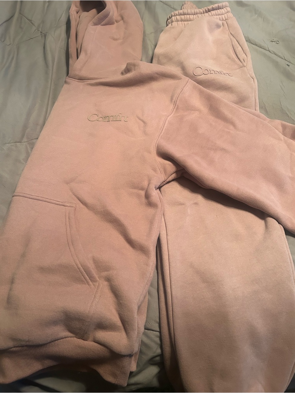 Comfort Embroidered Hooded Jumpsuit in Dusty Rose